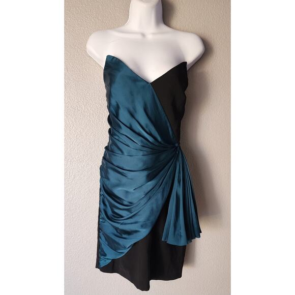 Jill Stuart Silk Color Block Strapless Cocktail Dress - Picture 5 of 8